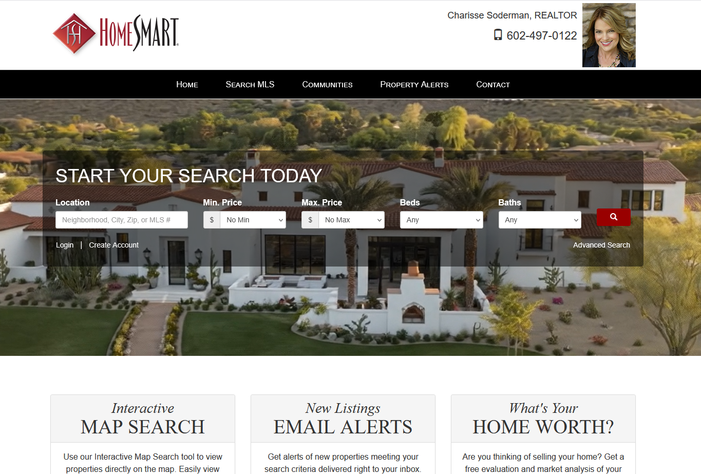 HomeSmart real estate website design featuring property search
