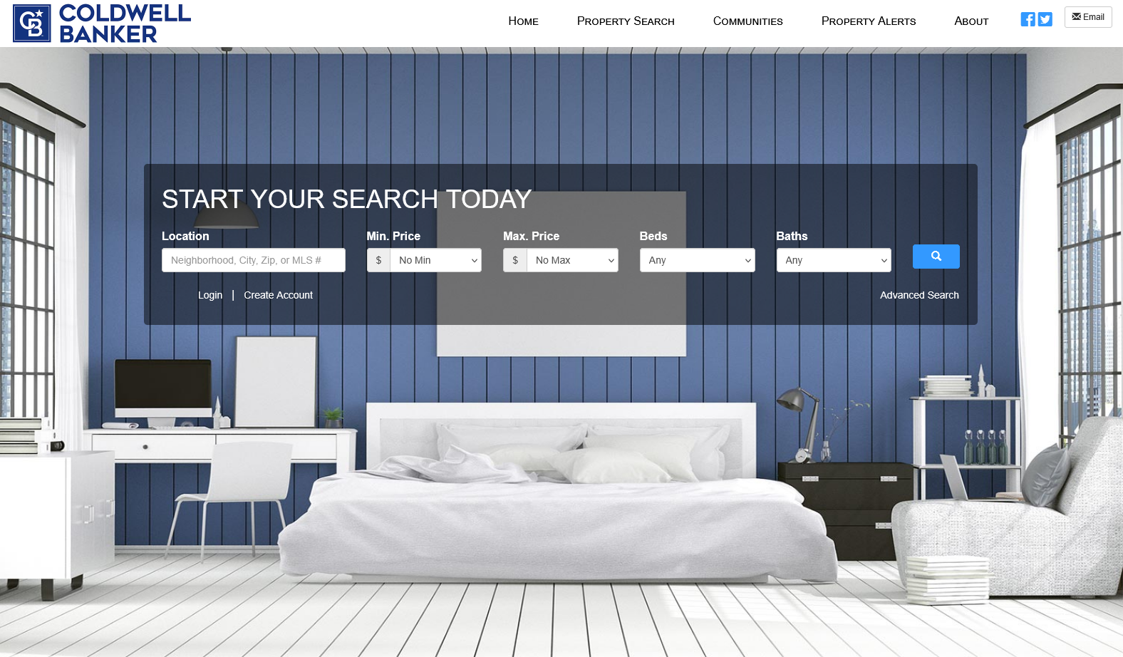 Coldwell Banker real estate website design with prominent property search